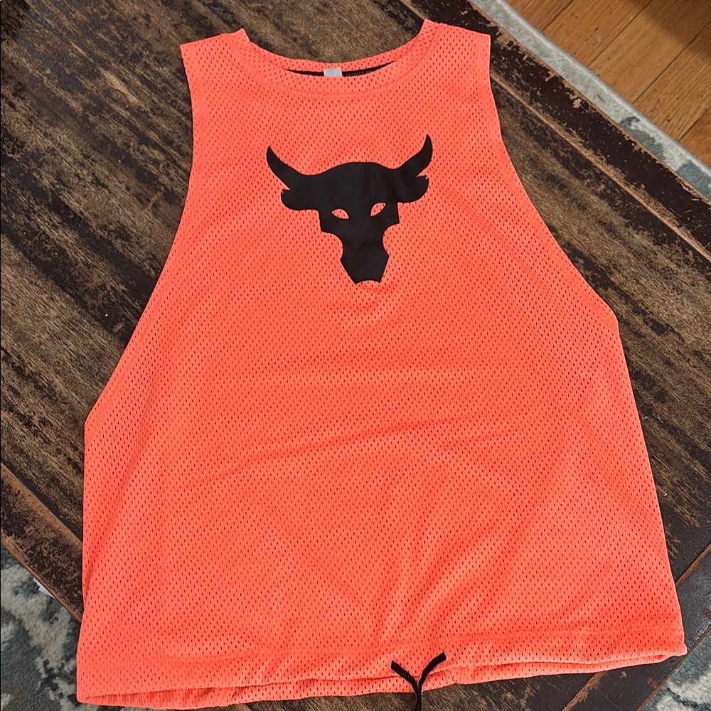 Under Armour Tank Top Women’s Orange Mesh Project Rock Electric Tangerine